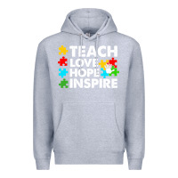 Heather Grey Teach Love Hope Inspire Premium Hoodie - CowhideDigitalArt