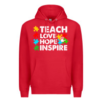 Red Teach Love Hope Inspire Premium Hoodie - CowhideDigitalArt