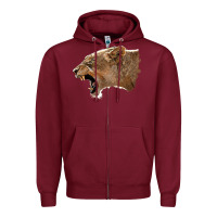Burgundy Puma Head Zipper Hoodie - LillyAllenDesigns