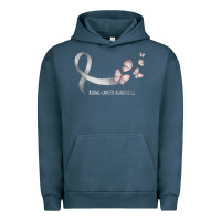 Pigment Midnight Navy pretty white ribbon support lung cancer awareness t shirt Urban Hoodie - Craftify