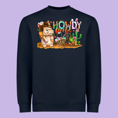 Easter Howdy Peeps Bunny Heavyweight Sweatshirt Designed By Cowhidedigitalart
