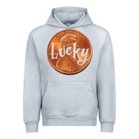 Heather Grey Cute Good Luck Gift - Lucky Penny Urban Hoodie - Craftify
