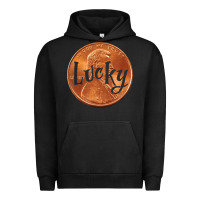 Pigment Black Cute Good Luck Gift - Lucky Penny Urban Hoodie - Craftify