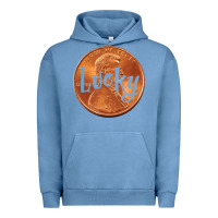 Pigment Pebble Blue Cute Good Luck Gift - Lucky Penny Urban Hoodie - Craftify
