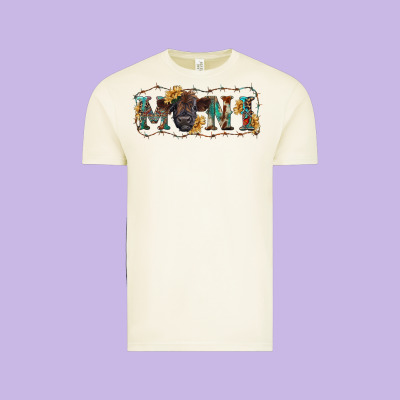 Western Mini Black Highland Calf Vintage Tee Designed By Ranaportraitstore