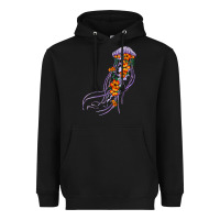 Black light purple jellyfish and floral Heavyweight Hoodie - BarkalooDesign