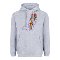 Heather Grey light purple jellyfish and floral Heavyweight Hoodie - BarkalooDesign