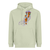 Matcha light purple jellyfish and floral Heavyweight Hoodie - BarkalooDesign