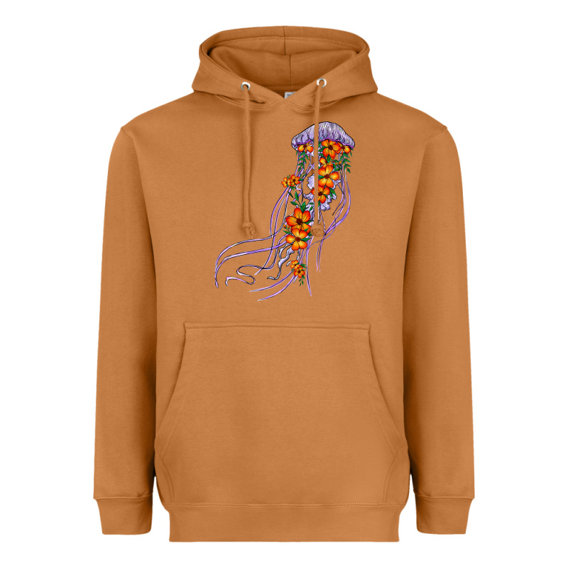 Light Purple Jellyfish And Floral Heavyweight Hoodie by BarkalooDesign | Teevron