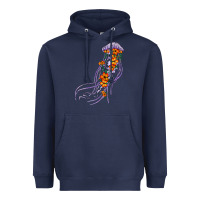 Navy light purple jellyfish and floral Heavyweight Hoodie - BarkalooDesign