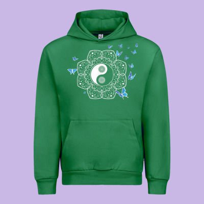 Yin Yang With Butterflies Ancient Chinese Yin Yang Urban Hoodie Designed By Craftify