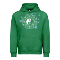 Emerald yin yang with butterflies ancient chinese yin yang Urban Hoodie - Craftify
