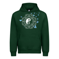 Forest Green yin yang with butterflies ancient chinese yin yang Urban Hoodie - Craftify