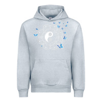 Heather Grey yin yang with butterflies ancient chinese yin yang Urban Hoodie - Craftify