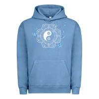 Pigment Pebble Blue yin yang with butterflies ancient chinese yin yang Urban Hoodie - Craftify