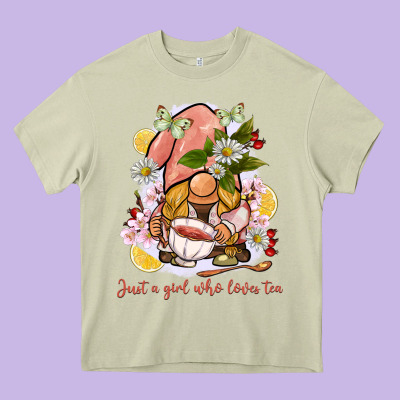Just A Girl Who Loves Tea Gnome Heavy Core Tee Designed By Barkaloodesign