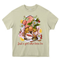 Mossy just a girl who loves tea gnome Heavy Core Tee - BarkalooDesign