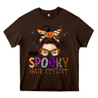 Chocolate Brown one spooky hair stylist Heavy Core Tee - BarkalooDesign