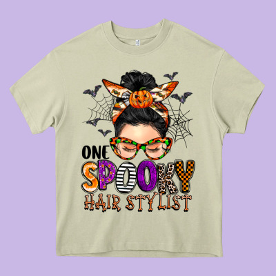 One Spooky Hair Stylist Heavy Core Tee Designed By Barkaloodesign