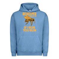 Pigment Pebble Blue bee beekeeper if i run you run bumble bee humour 449 hive beekeeping Urban Hoodie - Craftify