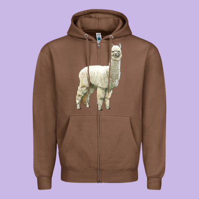 Alpaca Zipper Hoodie Designed By Lillyallendesigns