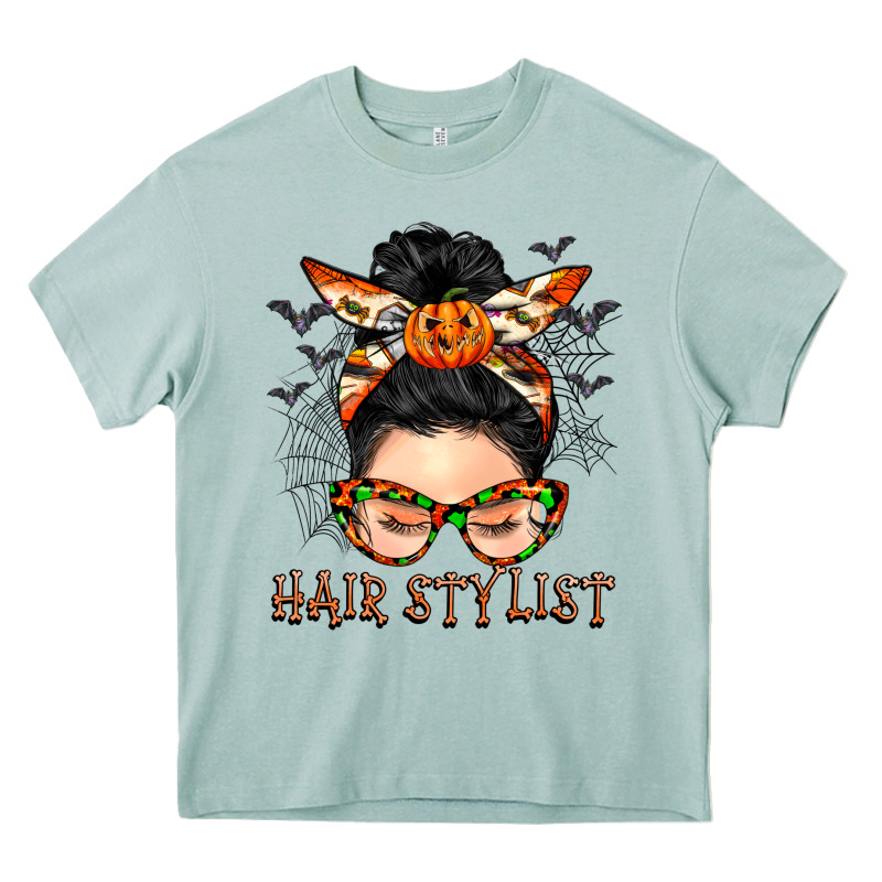 Hair Stylist Messy Bun Heavy Core Tee by BarkalooDesign | Teevron