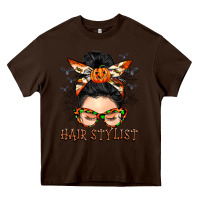 Chocolate Brown Hair stylist messy bun Heavy Core Tee - BarkalooDesign