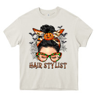 Cream Hair stylist messy bun Heavy Core Tee - BarkalooDesign