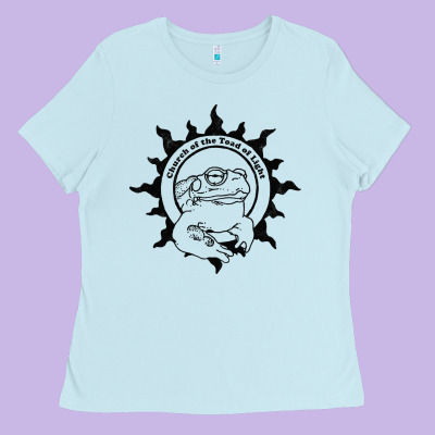 Authentic Church Of The Toad Of Light Psychedlic Frog Licking (distres Ladies Tee Designed By Designpulse