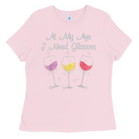 Bubblegum Pink At My Age I need Glasses Ladies Tee - DesignPulse