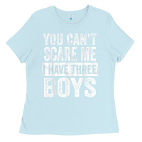 Baby Blue You Can't Scare Me I Have Three Boys Funny Sons Mom Dad Gift Ladies Tee - DesignPulse