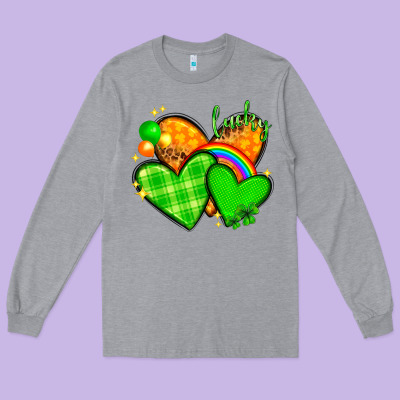 St. Patrick's Day Hearts St. Patricks Day Long Sleeve Tee Designed By Howdyjamesfarm