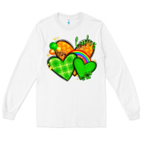 White St. Patrick's Day hearts St. Patricks day Long Sleeve Tee - HowdyJamesFarm