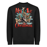 Black my first christmas baby safari animals Heavyweight Sweatshirt - LillyAllenDesigns