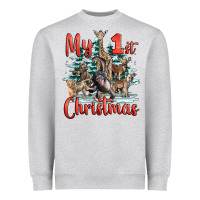 Heather Grey my first christmas baby safari animals Heavyweight Sweatshirt - LillyAllenDesigns