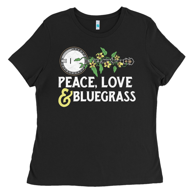 Peace , Love & Bluegrass   Banjo Nature Vines Illu Ladies Tee by DesignPulse | Teevron