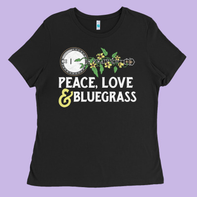 Peace , Love & Bluegrass   Banjo Nature Vines Illu Ladies Tee Designed By Designpulse