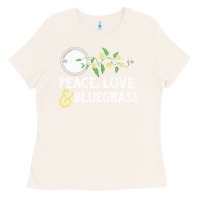 Bone peace , love & bluegrass   banjo nature vines illu Ladies Tee - DesignPulse