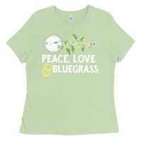 Matcha peace , love & bluegrass   banjo nature vines illu Ladies Tee - DesignPulse