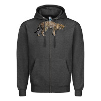 Charcoal Heather Ocelot Zipper Hoodie - LillyAllenDesigns