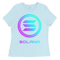 Baby Blue solana crypto sol coin blockchain decentralized application long sleev Ladies Tee - DesignPulse
