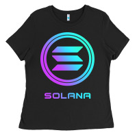 Black solana crypto sol coin blockchain decentralized application long sleev Ladies Tee - DesignPulse