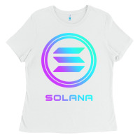White solana crypto sol coin blockchain decentralized application long sleev Ladies Tee - DesignPulse