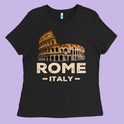 Cool Vintage Roma Italia Colosseum Souvenirs, Rome Italy Pullover Hood Ladies Tee Designed By Designpulse