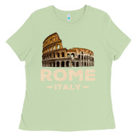 Matcha Cool Vintage Roma Italia Colosseum Souvenirs, Rome Italy Pullover Hood Ladies Tee - DesignPulse