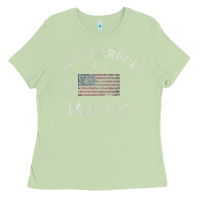 Matcha Bar Harbor Maine USA American Flag Established ME Vintage Ladies Tee - PixelWave