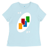 Baby Blue Uno Card Game Draw Four Ladies Tee - PixelWave