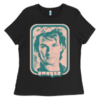 Black patrick swayze retro 80s fan aesthetic design Ladies Tee - PixelWave