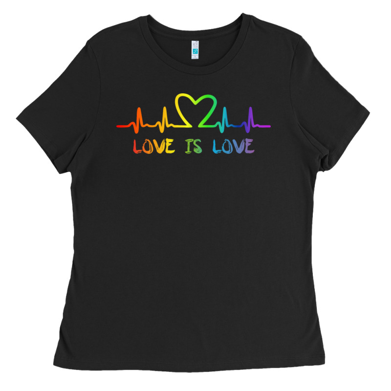 Lgbt Love Rainbow Heartbeat Ladies Tee by PixelWave | Teevron