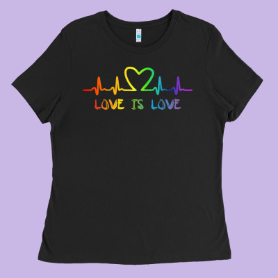 Lgbt Love Rainbow Heartbeat Ladies Tee Designed By Pixelwave